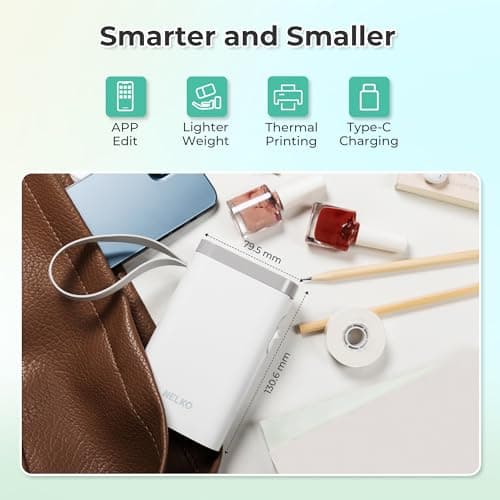 Nelko Label Maker Machine with Tape, P21 Portable Bluetooth Label Printer, Wireless Built-in Cutter Sticker Maker Mini Label Makers with Multiple Templates for School Organizing Office Home, White — view 2