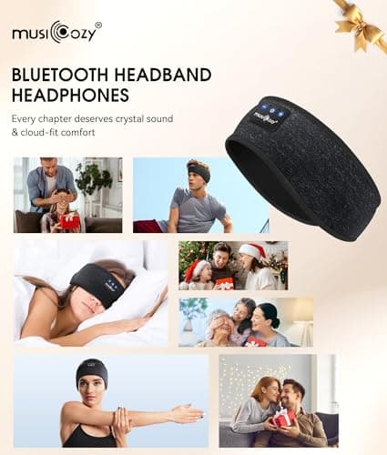 MUSICOZY Sleep Headphones Bluetooth Headband, Wireless Music Sleeping Headphones Sleep Mask Earbuds IPX6 Waterproof for Side Sleepers Workout Running Insomnia Travel Yoga Cool Tech Gadgets Unique Gift — view 7