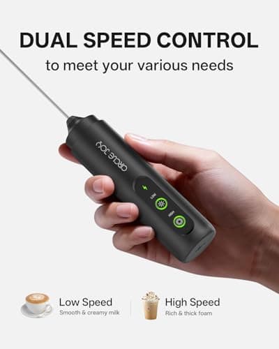 CIRCLE JOY 2-Speed Rechargeable Milk Frother Handheld, Dual Coil Whisk Head Electric Coffee Frother, Portable Hand Frother Wand Drink Mixer for Matcha Lattes Cappuccino, Kitchen Gifts