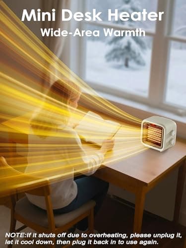 Csakri Small Space Heater,1500W PTC Mini Desk Heater,Portable Thermostat Heater,2S Fast Heat Quiet Safe for Bedroom Office — view 5