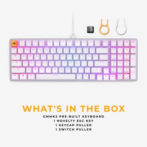 Glorious Gaming - White Keyboard - Hot Swappable Mechanical Switches - Full Size Wired Keyboard - Low-Profile - Cherry Mx Style - Double Shot Keycaps & Linear Switches - PC Gaming Setup Accessories — view 5