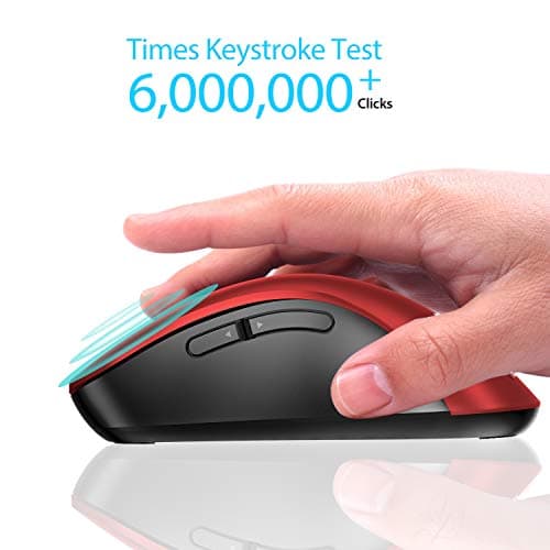 memzuoix 2.4G Wireless Mouse, 1400 DPI Mobile Optical Cordless Mouse with USB Receiver, Portable Computer Mice for Laptop, PC, Desktop, MacBook, 5 Buttons, Red — view 3