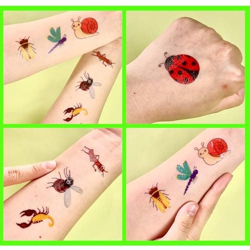 Bug Temporary Tattoos for Kids - 96 PCS Pre Cut Cute Insect Temporary Tattoo Stickers for Boys Girls, Ladybug Butterfly Bee Spider Birthday Party Decorations Favors Supplies Goodie Bag Fillers Gifts — view 5