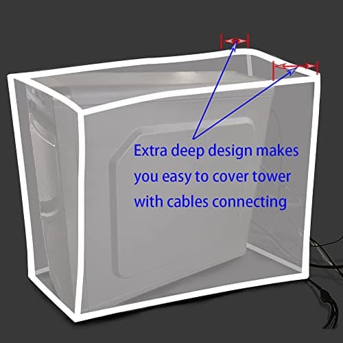 Medium Size CPU Dust Cover, Computer Desktop PC Mid-Tower [Antistatic, Waterproof] Jacket Protector, PC Case, Computer Dust Cover with Adjustable Draw String (8.2W x18.5D x18H)