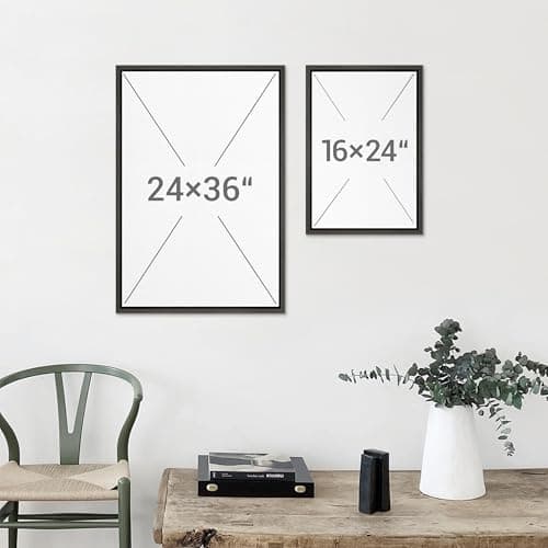 SIGNFORD Framed Canvas Print Wall Art Set Pastel Grunge Paint Stroke Collage Abstract Shapes Illustration Modern Art Decorative Nordic Minimal Zen for Living Room, Bedroom, Office - 16"x24"x3 Black — view 5