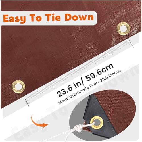 Keten Tarps Heavy Duty Waterproof 10x20 Feet, Extra Thick 10 Mil (Brown) — view 3