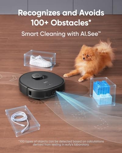 eufy X10 Pro Omni Robot Vacuum and Mop with 8,000 Pa Suction, Dual Mops with 12 mm Auto-Lift and Carpet Detection, AI Obstacle Avoidance Robot Vacuum Cleaner, Self-Emptying, Self-Refilling (Black) — view 3