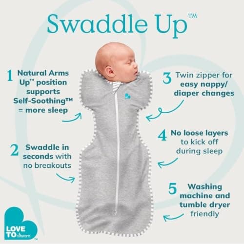 Love To Dream Swaddle UP, Sleep Sack 0-3 Months, Self-Soothing, Improves Sleep, Snug Fit Helps Calm Startle Reflex, Baby Essentials Must Haves Newborn, 1.0 TOG, 8-13 lbs, Oatmeal — view 4