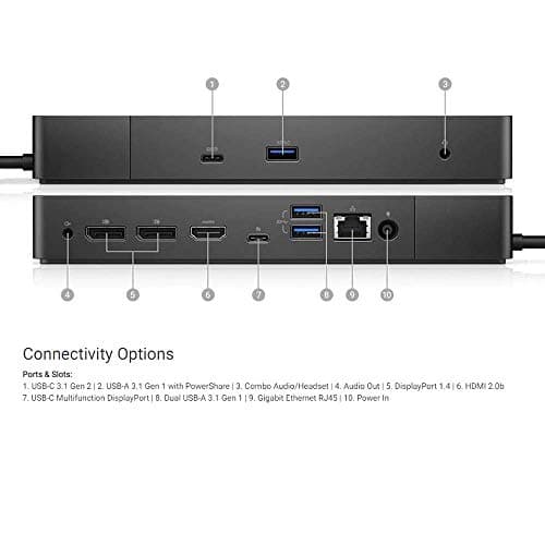 Dell WD19 130W Docking Station (with 90W Power Delivery) USB-C, HDMI, Dual DisplayPort, black — view 4