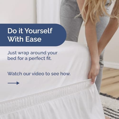 Wrap Around Dust Ruffle Bed Skirt, Queen Size Beds - 12 Inch Drop, White — view 2