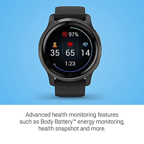 Garmin Venu 2, GPS Smartwatch with Advanced Health Monitoring and Fitness Features, Slate Bezel with Black Case and Silicone Band, (010-02430-01) — view 5