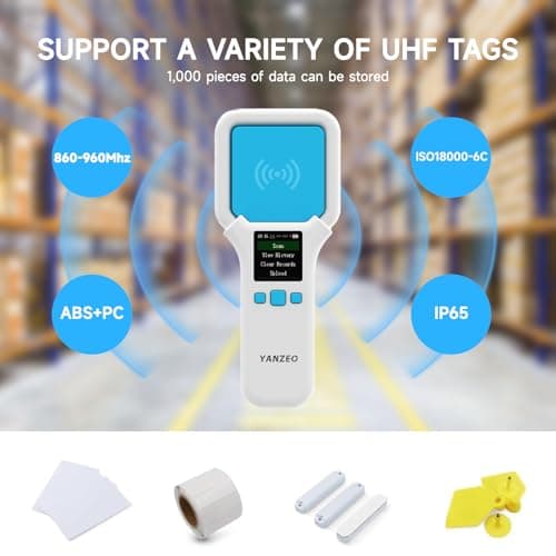 YANZEO SR300 UHF RFID Reader 860Mhz-960Mhz RFID Scanner Wireless Bluetooth Handheld RFID Reader, UHF Tag Reader for Clothing, Shoes, Jewellery Shop and Warehouse Inventory — view 3