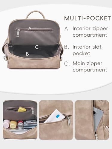 CLUCI Backpack for Women Fashion Vegan Leather Designer Bookbag Ladies Convertible Travel Backpack purse for Women — view 5