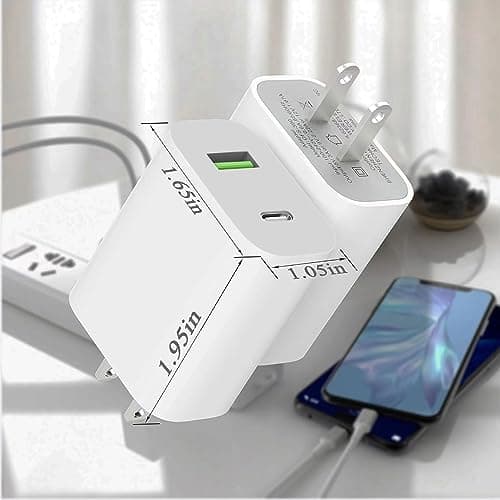 2 Pack USB C Charger Block, Dual Port Type C Wall Charger Fast Charging 20W Power Adapter Cube for iPhone 14/14 Pro/14 Pro Max/14 Plus/13/12/11, XS/XR/X, iPad, Samsung, More — view 5