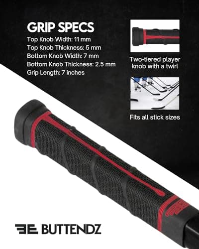 Buttendz Future Rubber Replacement Hockey Grip with Step Down Knob