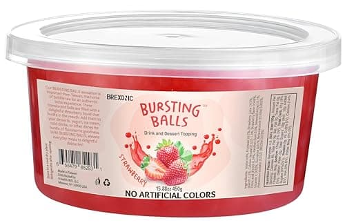 Strawberry Popping Boba Pearls - Bursting Bubble Tapioca Pearls for Bubble Tea (Strawberry 1 LB Pack)