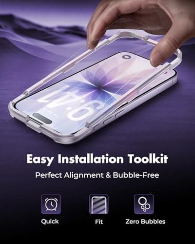 UNBREAKcable 3-Pack Screen Protector for iPhone 17, Double Shatterproof Tempered Glass [Easy Installation Frame] [9H Hardness] [99.99% HD Clear] [Case Friendly] for iPhone 6.3 inch — view 2