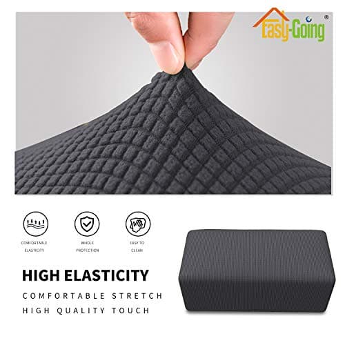 Easy-Going Stretch Ottoman Cover Length 20-30in Folding Storage Stool Furniture Protector Soft Rectangle slipcover with Elastic Bottom(Ottoman Small,Dark Grey) — view 3
