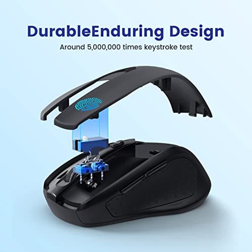 LODVIE Wireless Mouse for Laptop,2400 DPI Wireless Computer Mouse with 6 Buttons,2.4G Ergonomic USB Cordless Mouse,15 Months Battery Life Mouse for Laptop PC Mac Computer Chromebook MacBook-Black — view 6