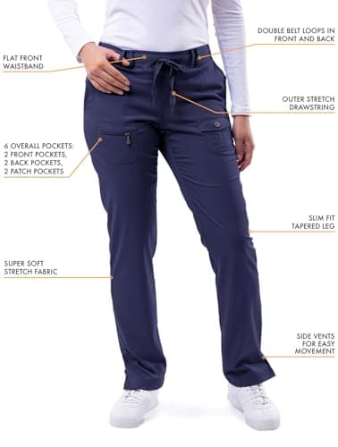 Adar Pro Breakthrough Plus Scrub Set For Women - Enhanced V-Neck Top & Multi Pocket Pants - 4400 - Navy - M — view 3