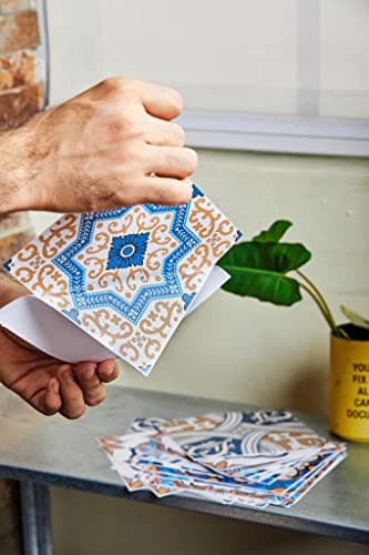 Poromoro Spanish Portuguese Azulejo Style Backsplash Peel and Stick Tile Stickers Set of 20 pcs(3.9_ZE) — view 4