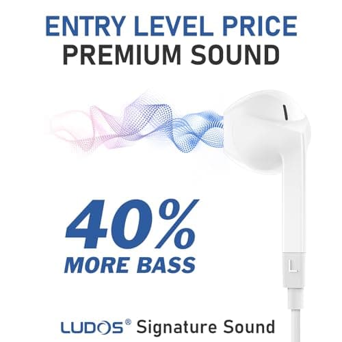 LUDOS FEROX Wired Earbuds in-Ear Headphones, Earphones with Microphone, 5 Years Warranty, Noise Isolation Corded for 3.5mm Jack Ear Buds for iPhone, iPad, Samsung, Computer, Laptop, Gaming, Sports