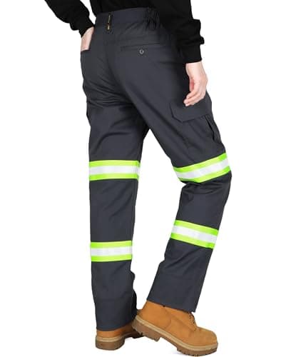 BOCOMAL Men's FR Pant High Visibility Cargo Pockets Relax Fit 7oz Rip-Stop Flame Resistant Reflective Work Pants — view 3