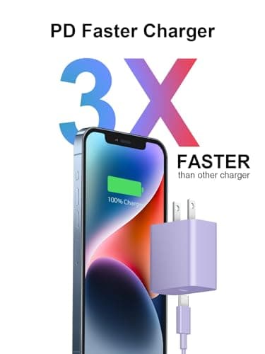 Extra Long 10FT iPhone 14 13 12 Charger Fast Charging 20W PD USB C Wall Charger with Fast Charging Cable Compatible iPhone 14/13/12/11/Pro/Pro Max/Mini/Xs Max/XR/X, iPad - Purple