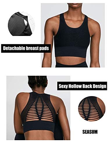 SEASUM Women Sexy Open Back Yoga Shirt Sport Workout Gym Racerback Tank Tops Active Sleeveless Camisole M — view 4