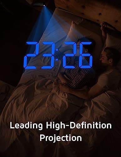 GOLOZA Projection Alarm Clock, Digital Clock with Modern Curved Design
