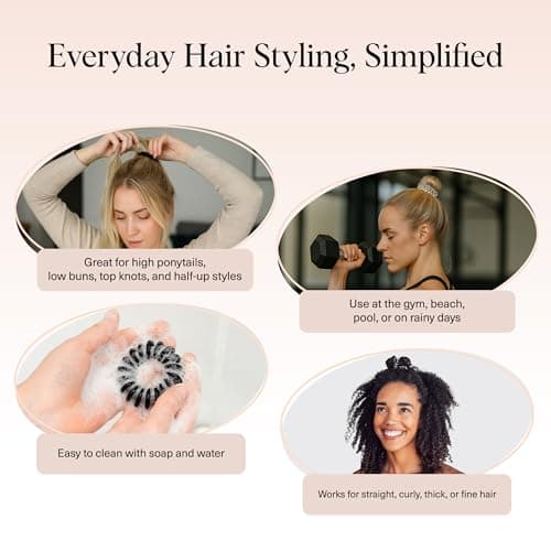 Kitsch Spiral Hair Ties for Women | Ponytail Holders - Brunette, 8 Pcs — view 5