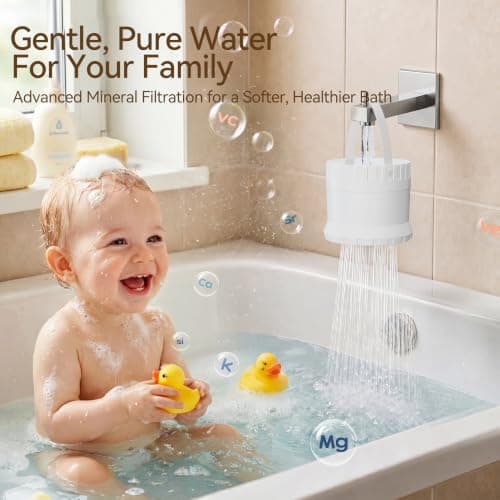 JDO Bath Filter for Tub Faucet - 3000 Gallon Bathtub Water Filter, Hard Water Softener to Remove Chlorine and Heavy Metals, White