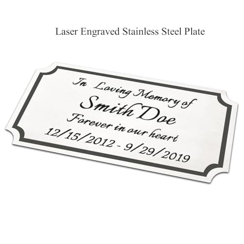 2" H x 4" W, Custom Elegant Engraved Plate, Personalized Memorial Plaque, Brushed Stainless Steel or Brass Laser Engraved Name Plates with Adhesive Backing or Screws, Notched Corner (Silver, Gold ) — view 3