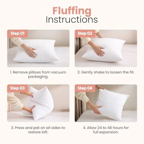 Utopia Bedding Throw Pillows Insert (Pack of 2, White) - 18 x 18 Inches Bed and Couch Pillows - Indoor Decorative Pillow — view 2