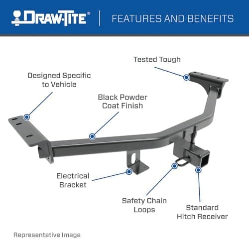Draw-Tite 76022 Class 3 Trailer Hitch, 2 Inch Square Receiver, Black, Compatible with Cadillac XT5 — view 3