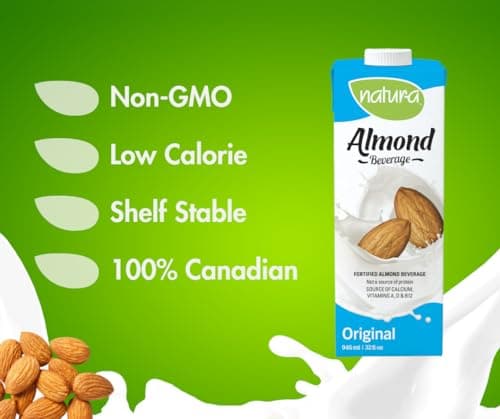 NATURA Fortified Almond Milk - Barista Approved - Gluten Free - Dairy Free - Vegan - Shelf Stable - Plant Based Beverage - Non-GMO - Made in Canada | 946ml — view 3