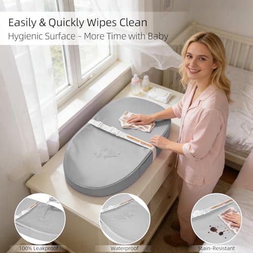 JVEOO Baby Changing Pad Waterproof Vegan Leather Wipeable