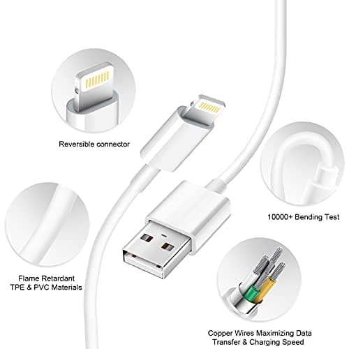 iPhone Charger [Apple MFi Certified] USB Charger Block with 6ft USB to L Cable Compatible with iPhone 14 13/12/11/XS/XR/X 8 7/iPad - 2Pack