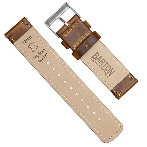 18mm Weathered Brown BARTON Quick Release Top Grain Leather Watch Band Strap — view 3