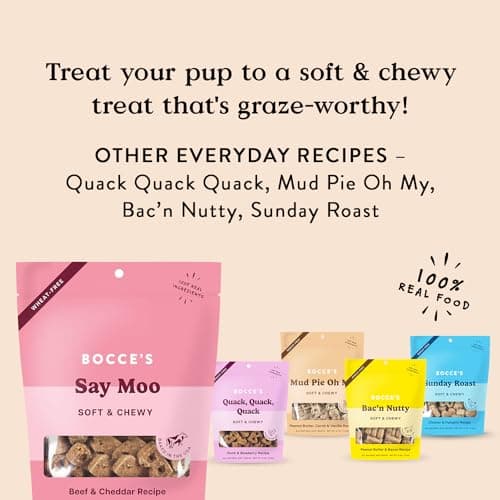 Bocce's Bakery Oven Baked Say Moo Treats for Dogs, Wheat-Free Everyday Dog Treats, Made with Real Ingredients, Baked in The USA, Natural Soft & Chewy Cookies, Beef & Cheddar Recipe, 6 oz — view 4