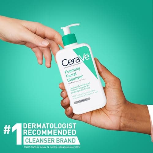 CeraVe Foaming Facial Cleanser, Daily Face Wash for Oily Skin, Hyaluronic Acid + Ceramides + Niacinamide, Fragrance Free, Non-Drying Oil Control Face Wash, 8 Fluid Ounces — view 5