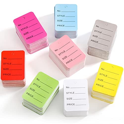 Nicunom 2000 PCS Price Tags, 1.97" x 1.38" Multi-Color Clothing Tags Size Tag Store Coupon Labels for Jewelry, Clothing, Retail, Labeling