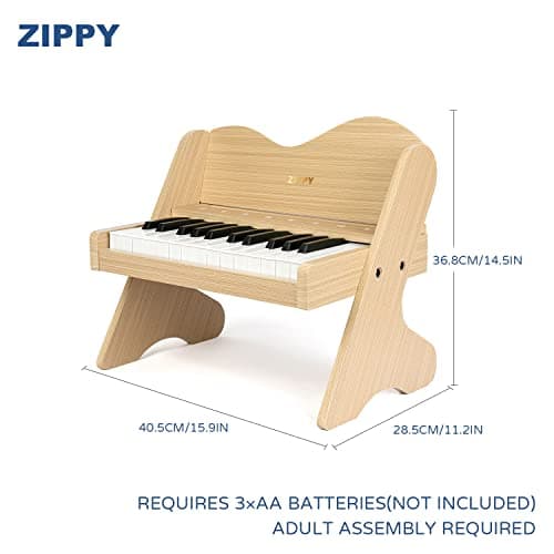 ZIPPY Kids Piano Keyboard, 25 Keys Digital Piano for Kids, Touch Sensitive Control Panel, Volume Adjustable, Mini Music Educational Instrument Toy, Wood Toy for Toddlers Girls Boys (Oak) — view 4