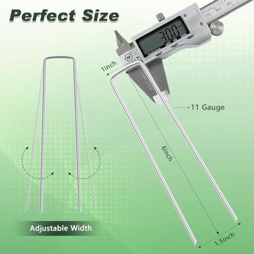 FEED GARDEN 6 Inch 50 Pack Hot-dip Galvanized Landscape Staples Plant Cover Spikes 11 Gauge Tent Stakes Garden Stakes Landscaping Fabric SOD Pins Yard Pins for Decoration Weed Barrier Fabric — view 5