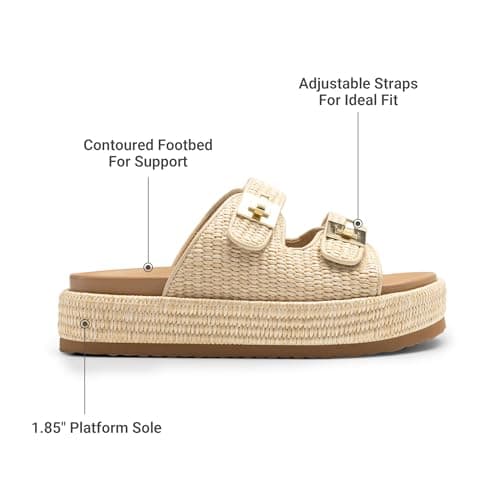 DREAM PAIRS Women's Espadrilles Platform Wedge Sandals,Natural,8 — view 4