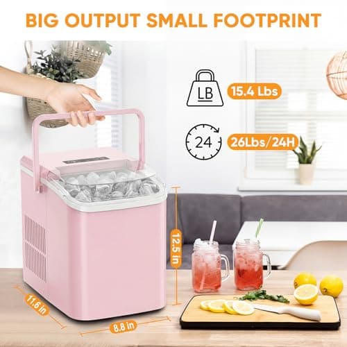NEWBULIG Ice Makers Countertop with Handle, Portable Ice Machine
