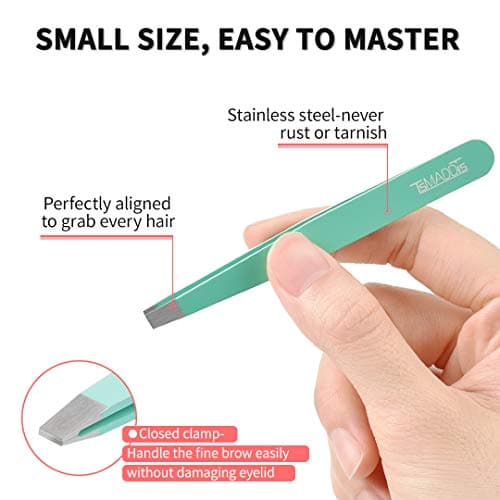 TsMADDTs 6 pcs Tweezers Set for Women, Eyebrow Tweezers with Curved Scissor for Ingrown Hair, Hair Plucking Daily Beauty Tools with Leather Travel Case — view 3