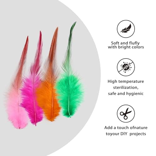 whitefeather Craft Feathers Bulk Pack - 300PCS Assorted Colorful Feathers for Crafting, Hat Decorating, Carnival DIY Projects (4-6 Inch Small Feathers, Synthetic Craft Materials) (Mix Color) — view 2