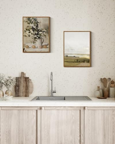 VIYYIEA Floral Framed Wall Art, Flowers and Lemons Vintage Art Decor Room Aesthetic, 12x16 Inch Canvas Print Art, Farmhouse Still Life Painting Wall Decor for Bedroom Bathroom Office — view 3