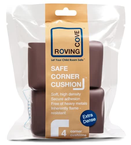 Roving Cove HeftyFit Corner Protector for Baby (4 Large Corners), Heavy-Duty Soft Rubber Foam Furniture Corner Bumper Guards, 3M Adhesive Pre-Taped, Coffee Brown — view 7